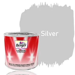 Berger Luxol Hi Gloss Metal & Wood Paint | Mirror-like Gloss | Tough Coating | SILVER | 200 ML | For Wooden and Metal surfaces