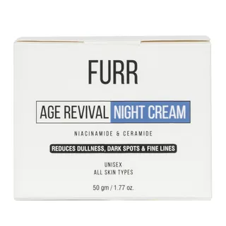 FURR Age Revival Night Cream | Reduces Dark Spots, Dullness, Wrinkles & Fine Lines | Niacinamide & Ceramide Cream | Reduce Sign Of Premature Ageing | Hydrate & Revitalize Skin | 50 Gram
