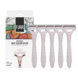 FURR Disposable Body Hair Removal Shaving Razor - 5 Razor | Painless Body Hair Removal With Aloe Vera and Vitamin E Padding | Precision Of Japanese Blades�