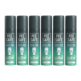 Pee Safe Toilet Seat Sanitizer Spray (75ml - Pack Of 6) - Mint| Reduces The Risk Of UTI & Other Infections | Kills 99.9% Germs & Travel Friendly | Anti Odour, Deodorizer