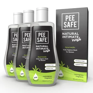 Pee Safe Natural Intimate Wash - 105 ml (Pack of 3) | Goodness Of Tea Tree Essential Oil and Lactic Acid | Ayurvedic | Prevents Itchiness, Irritation, & Dryness
