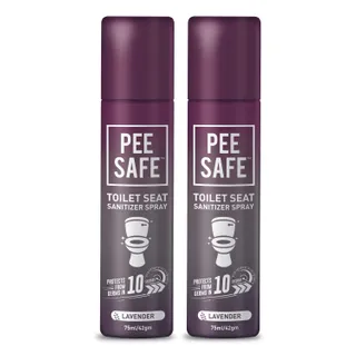 Pee Safe Toilet Seat Sanitizer Spray (75ml - Pack Of 2) - Lavender | Reduces The Risk Of UTI & Other Infections | Kills 99.9% Germs & Travel Friendly | Anti Odour, Deodorizer