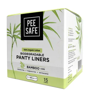 PEESAFE Organic Cotton, Biodegradable Panty Liners (Pack of 15)
