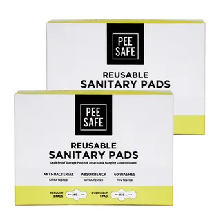 Pee Safe Reusable Sanitary Pads | Anti-Bacterial | Superb Absorbency | Lasts Up To 60 Washes | 6 Regular Pads + 2 Overnight Pad + 2 Leak Proof Pouch | Skin Friendly |� Comfortable & Easy TO Use | Pack of 8