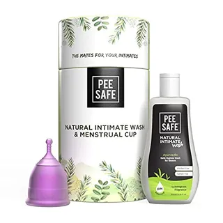 Pee Safe Menstrual Hygiene Combo Reusable Menstrual Cup (Extra Small) with Natural Intimate Wash for Women (105ml) | Period Care | All Day Long Freshness