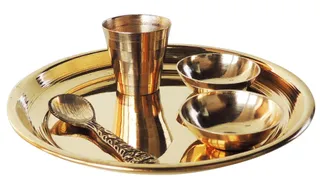Brass Laddu Gopal Thali Set - 4.5*4.5*1.1 (Z461 D)