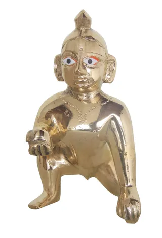 Brass Showpiece Laddu Gopal God Idol Statue  - 5*3.3*5.5 (BS871 C)