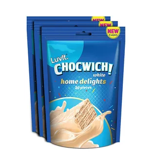 LuvIt Chocwich White Home Delights Wafer Chocolates | Crunchy & Delicious | Homepack | Gift Combo Bars (3 x 170 g)