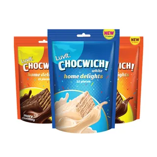 LuvIt Chocwich & Chocwich White Home Delights Wafer Chocolates | Crunchy & Delicious | Homepack | Gift Combo Bars (3 x 187 g)