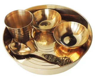 Brass Laddu Gopal Thali Set - 4*4*1.4 (Z460 F)