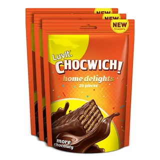 LuvIt Chocwich Home Delights Wafer Chocolates | Crunchy & Delicious | Homepack | Gift Combo Bars (3 x 170 g)