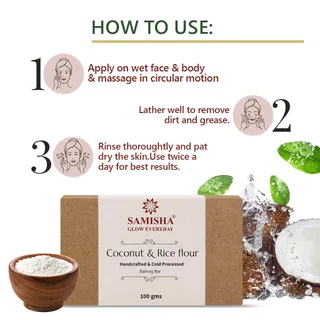 Organic Coconut Milk & Rice Flour Skin Healing Bath Bar - 100gm