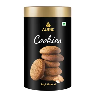 Auric Millet Almond Cookies Multigrain Ragi Jowar Chickpea biscuits High Protein With Desi Khand 10 Cookie