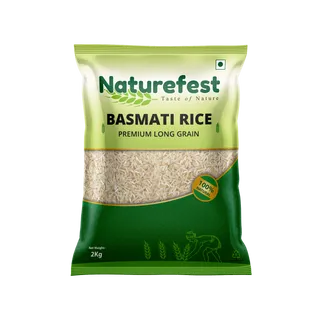 Naturefest Premium Long Grain 1121 Basmati Rice |Rich Aroma |Organically Aged |Gluten-Free |Suitable For Daily Use| Pack Of 2kg