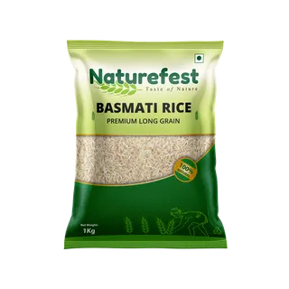 Naturefest Premium Long Grain 1121 Basmati Rice |Rich Aroma |Organically Aged |Gluten-Free |Suitable For Daily Use| Pack Of 1kg