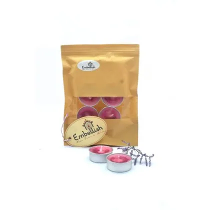 TEALIGHTS WITH GLITTER Scented paraffin wax tealight candles decorated with glitter to enrich various spaces,Size: D 3.8 cm H 1.5 cm,Colour: Pink with glitter,Fragrance: Lily