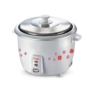 Prestige PRWO 1.8-2 Electric Rice Cooker 1.8L with Close Fit Lid (White, Red)