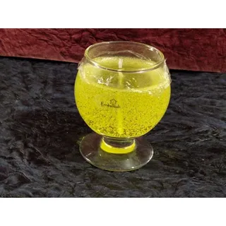 Gel wax candles in small wine glass,Size: D. 4.5 cm H 6.5 cm,Colour: Yellow,Fragrance: Pineapple,PACK OF TWO
