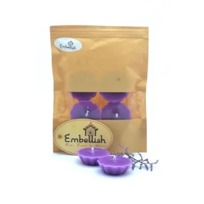 Scented Paraffin Wax Floating Candles (Flower Shape) Size: D 4.5 Cm H 1.5 Cm Colour: Purple Fragrance: Lily