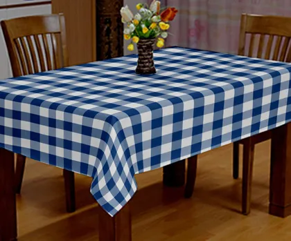 Lushomes Buffalo Checks Royal Blue Plaid Dining Table Cover Cloth (Size 40 x 40”, Side Table Cloth)