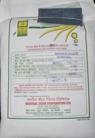 NSC Barnyard Millet DHBM-93-3  Certified Seed  4 Kg Bag