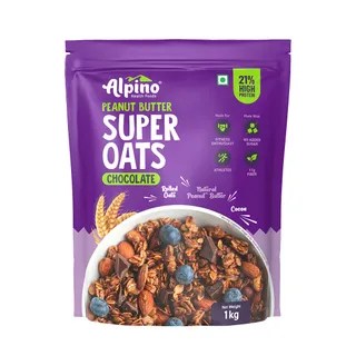 Alpino Peanut Butter Super Oats Chocolate 1 KG, 21% High Protein, Made with Rolled Oats, Chocolate Peanut Butter & Cocoa