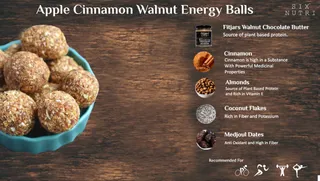 SIXNUTRI Apple Cinnamon Walnut Energy Bites - 900 gm All Natural Keto Vegan Diet