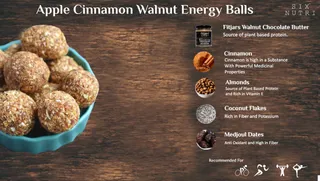 SIXNUTRI Apple Cinnamon Walnut Energy Bites - 450 gm All Natural Keto Vegan Diet