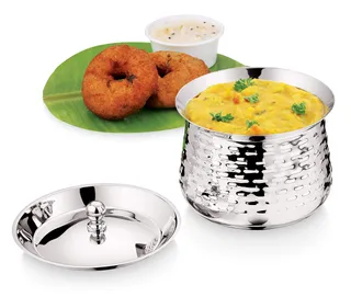 Mukti Premium Stainless Steel Multipurpose Cookware With Lid/Handi With Lid /Biryani Handi/Punjabi Handi/Pongal Pot/Pongal Handi/ Khichadi Handi /Gundi Pot/Gundu/Rice Pot/Rice Handi /Multipurpose Pot/Harees Pot /Sauce Pot/Degchi 1100ml (Silver) 1 Pcs