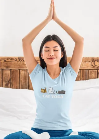 Cat Yoga Women Half Sleeve T-Shirt