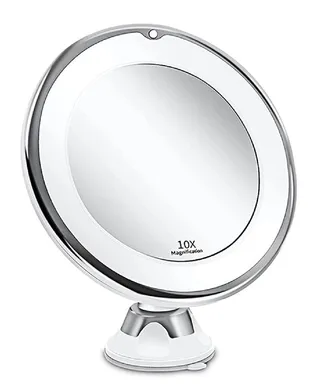 Melbon 10X Magnifying Makeup Mirror with True Natural Real Reflection and Travel Vanity Mirror/Daylight LED Battery Operated Specially for Women (Space Silver) (Small)