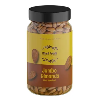 Khari Foods Premium Jumbo California Almonds, Healthy Snacks (250g)