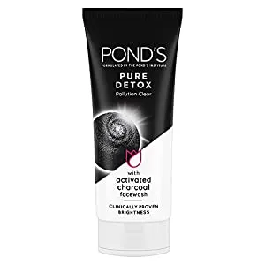Pure Detox , Ponds Anti-Pollution Purity Face Wash with Activated Charcoal  Each 100 g,Pack Of 2