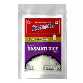 Cosmos Boil-in-Bag Organic Basmati White Rice (Pack of 2) Ready-to-Cook Premium