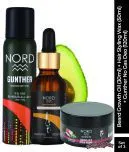 Nord Beard Growth Oil + Hair Styling Wax + Gunther No Gas Deo | Pack of 3