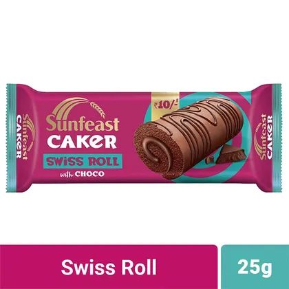Sunfeast Caker Swiss Roll Cake, Chocolate, 25g