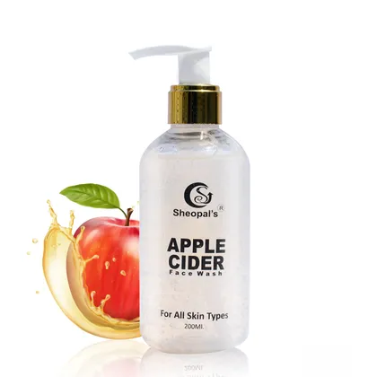 Sheopal's Apple Cider Vinegar Face Wash for Deep Cleans Removes Excess Oil & Tanned Skin Reduces Dullness and Puffiness With Goodness of Apple Cider Vineger for Men and Women - 200ml