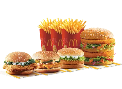 McSpicy Paneer Burger + Corn & Cheese Burger + McVeggie Burger + Veg Maharaja Mac + 3 Fries (L)