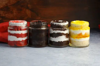 All Things Jar Medium __ Blackforest Jar Cake,Chocolate Chip Jar Cake,Red Velvet Jar Cake,Pineapple Jar Cake
