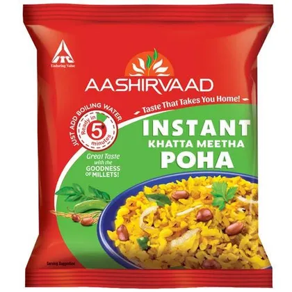 Aashirvaad Instant Khatta Meetha Poha With Millets, 60 gm Pouch