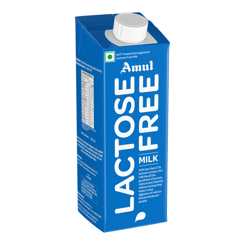 Amul Lactose Free Milk, 250 mL | Pack of 8