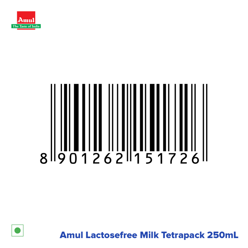 Amul Lactose Free Milk, 250 mL | Pack of 8