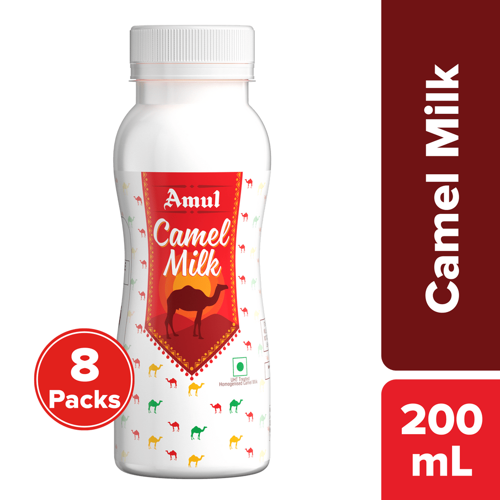 Amul Camel Milk Bottle, 200 mL | Pack of 8