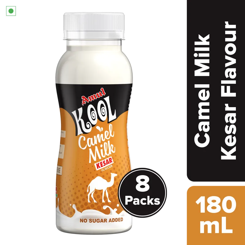 Amul Flavoured Camel Milk Bottle, 180 mL | Pack of 8