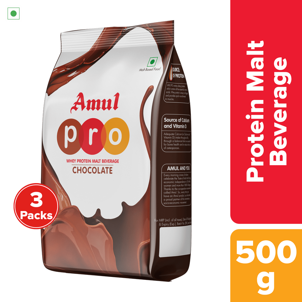 Amul PRO Malted Food, 500 g | Pack of 3