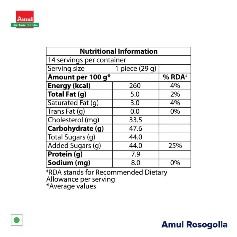 Amul Rosogolla, 1 kg | Pack of 2