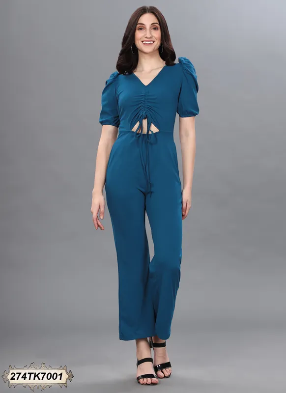 TEAL KNITTED JUMPSUIT
