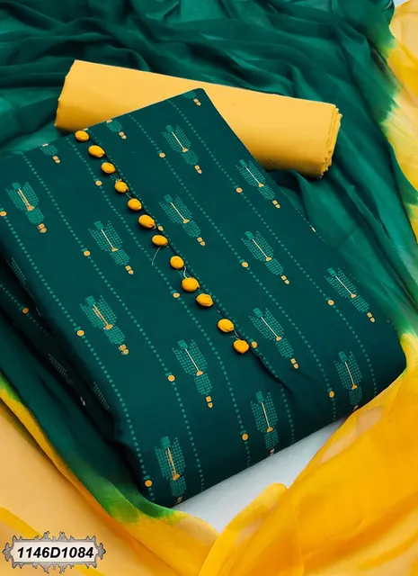 TEAL GREEN COTTON DRESS MATERIAL