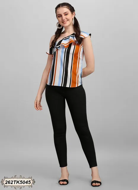 MULTICOLOURED CREPE PRINTED TOP
