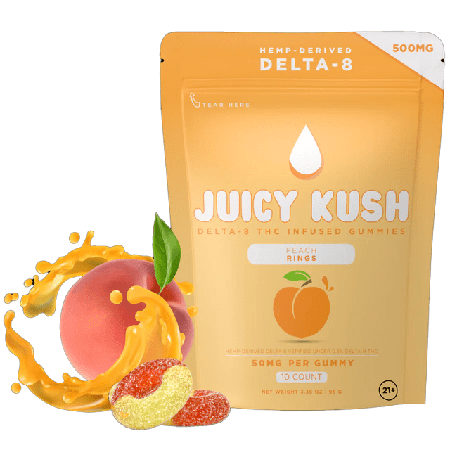 Juicy Kush Delta-8 Gummies: Peach Rings